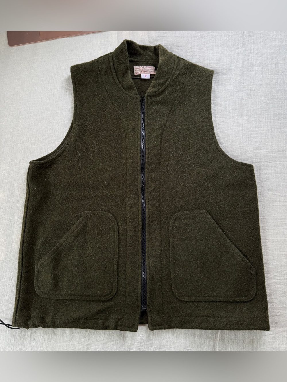Vintage Filson Green 100% Virgin Wool Vest Made USA XL
